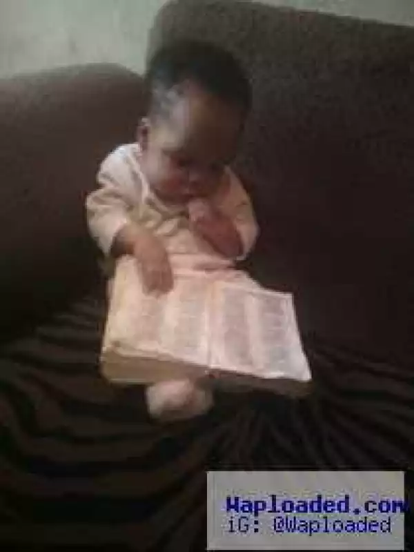 Checkout This Cute Baby Meditating on The Word of God (Photo)